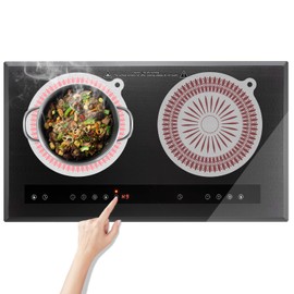 KR KITCHENRAKU 2 PCS Thermochromic Translucent Induction Cooktop Protector Mat, (Magnetic) Silicone Induction Cooktop Cover for Induction Stove (Rose Pink (Orange), 9.5 Inch)