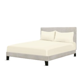 A ATH COLLECTION 300 Thread Count Egyptian Cotton Fitted Sheet 30 CM/12 Inch Extra Deep Pocket, Hotel Quality Cotton Soft, Fade & Wrinkle Resistant Fitted Bed Sheets (Single, Cream)