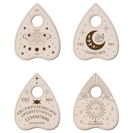 CREATCABIN 4 Pieces Planchette Spirit Board Wooden Crystal Holder Mini Crystal Ball Display Stand Witchy Gift Accessories Small Tray for Crystal Balls Stones Rock Witchcraft