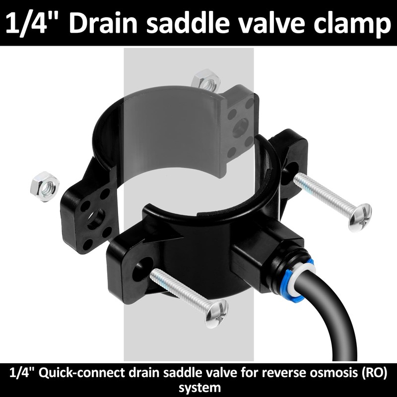 Drain Saddle Valve with 1/4" Quick Connect Plastic Water Filters,
