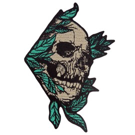 Rock and Roll Skull Embroidered Badge Iron on or Sew on Patch