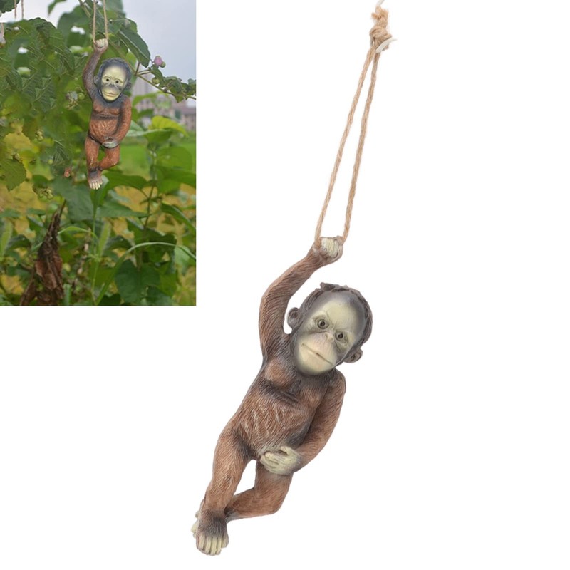 Monkey Hanging Statue, Hanging Monkey Garden Statue for Outdoors, Simulation