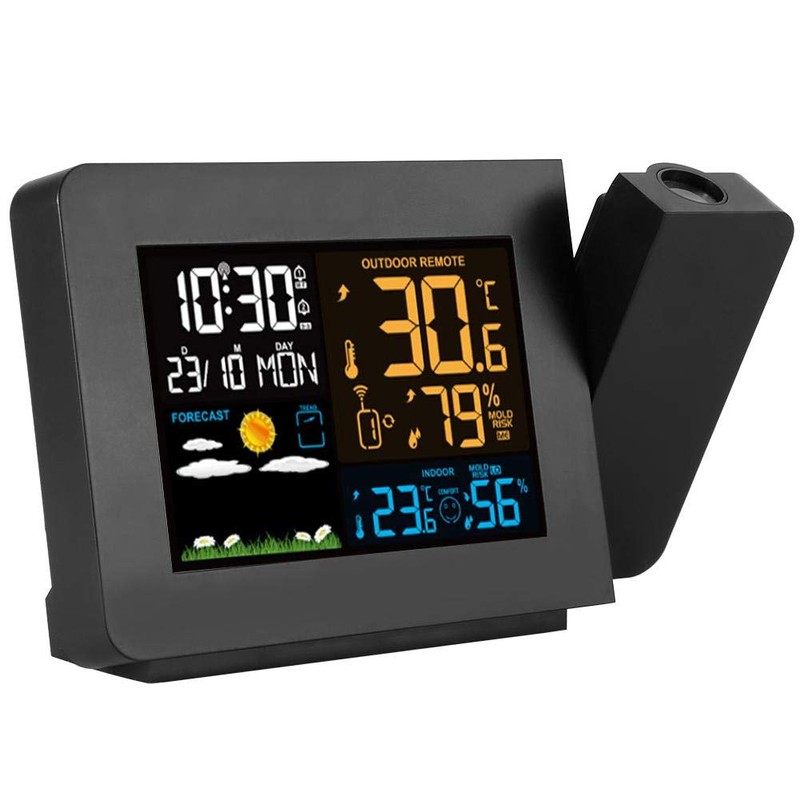 Temperature Clock, Waterproof Digital Clock US Plug Double Alarm Clock
