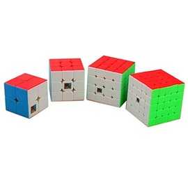Gobus MoYu MoFangJiaoShi Cubing Classroom Meilong Series Magic Cube 2x2 3x3 4x4 5x5 Magic Cube Puzzle Cubes Set, Pack of 4 Puzzle Cubes Collection Gift Packing Set (Stickerless)