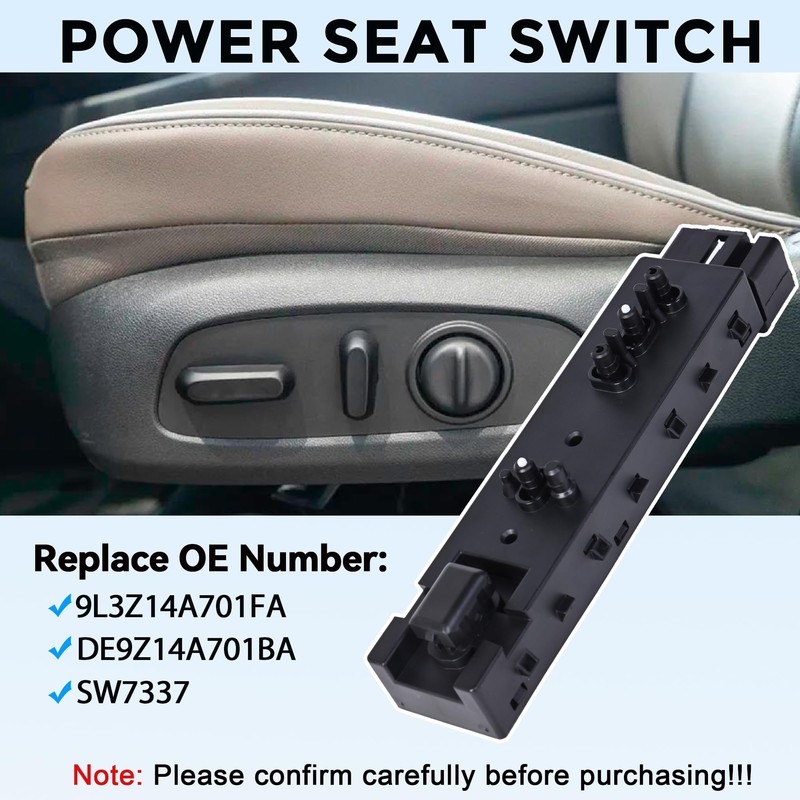 Power Seat Switch Passenger Side Adjustment Compatible with Ford 2006-2019,