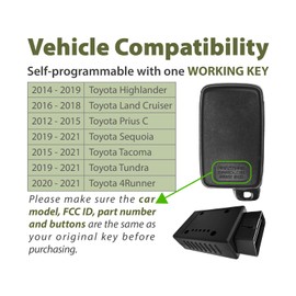 Simple Key Programmer DIY Kit Tool Replacement for 2012-2021 Toyota Highlander Land Cruiser Prius Tacoma Tundra 4Runner Key Fob Kit Tool for Car Remote Start Keyless Entry HYQ14FBA 314.3MHz