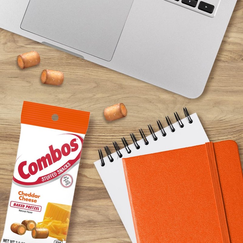 COMBOS Stuffed Snacks Cheddar Cheese Baked Pretzel Snacks, 3.0 Oz