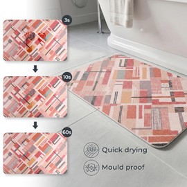 Large Stone Bath Mat,23.6"×15.3" Diatomaceous Earth Bathroom Rugs,Super Absorbent Hard Colorful Bath Tub Mat Non Slip Bath Mat for Bathroom Shower Floor Quick-Drying,Easy to Clean (Geometric-D)