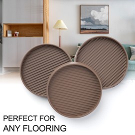 Furniture Coasters - 4 Pcs 4”Round Furniture Caster Cups - Non Slip Pads Hardwoods Floors Non Skid Furniture Grippers Rubber Furniture Feet Anti Slide Floor Protector for Bed Couch Stoppers Brown
