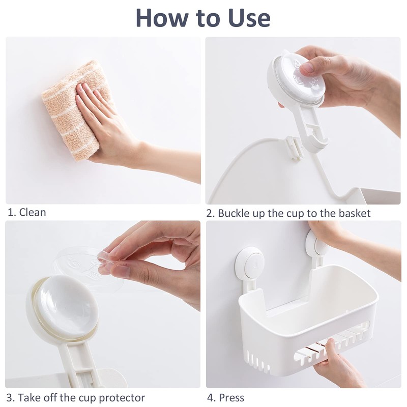 TAILI Suction Shower Caddy, Wall Mounted Bath Organizer Shelf for