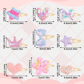 Maxqzin 16 Pairs Hair Clips for Girls Hair Clips Set Hairpins Birthday Star Hair Clip Accessories Party Heart Rainbow Hair Ties Sparkly Toddler Kids Cute