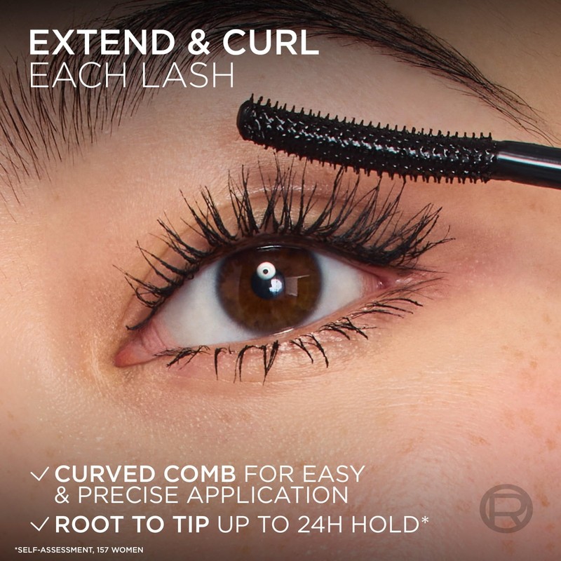 L'Oréal Paris Black Mascara, Telescopic Extensionist Mascara, Extended Length, Volume