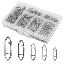 Pvnoocy 300Pcs Fishing Swivels in 5 Sizes, Fishing Speed Clips for Fishing Lures with A Storage Box, Micro Swivels for Fly Fishing, High Strenth Stainless Steel for Saltwater Fishing