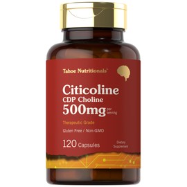 Tahoe Nutritionals Citicoline 500mg | 120 Capsules | CDP Choline Supplements | Therapeutic Grade | Gluten Free, Non-GMO