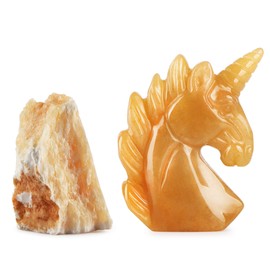 Artistone Unicorn Statue Sculpture 3 Inch Carved Gem Unicorn Crystal Figurines Reiki Gifts Healing Stone for Kids Adults Home Decor(Yellow Jade)