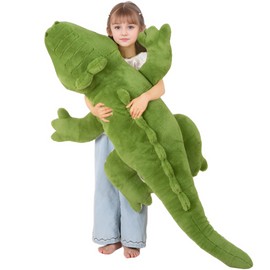 FFxiong 60 Inch Green Giant Long Crocodile Plush Stuffed Animal Toy Soft Body Pillow Cute Large Big Alligator Plushies,Gift for Adults Kids Girl Boy Birthday Valentines
