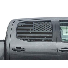 Tactical Decals - Distressed USA American Flag Decals for Toyota Tacoma in Matte Black for Crew Cab windows | Fits 3rd Generation 2016-2023 | TP3