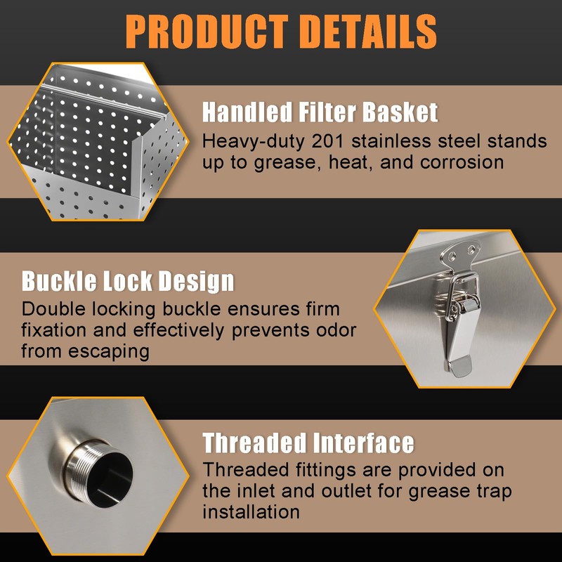 8 lbs Commercial Grease Trap for Home Restaurants Under Sink,