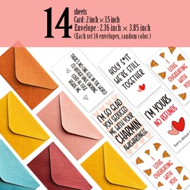 Funny Mini Anniversary Cards Love Notes Cards with Envelopes, for Valentines Day Husband Wife Him Her Boyfriend Girlfriend, Lunch Box Notes Card 14 Pcs - FS230