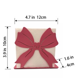 Aimto Pink Napkin Holder for Table - Decorative Bow Design Napkins Holder for Paper Napkins, Elegant Restaurant & Dining Table Accessory, 4.7 x 4 Inches (Rose Pink)