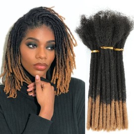 6-18 Inch Dreadlock Extensions Human Hair Fully Handmade Human Hair Dreadlock Extensions for Man/Women Locs Extensions Human Hair Can Be Dyed Bleached Curled… (6Inch-10Strands, 0.6CM Width-1B/30#)