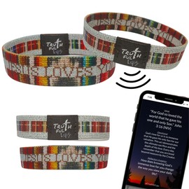 Truthful Lips - Daily Devotional Tap Bracelets - Bible Verse Bracelets -Scripture Bracelets - Jesus Loves You (1pk, Medium (7in))