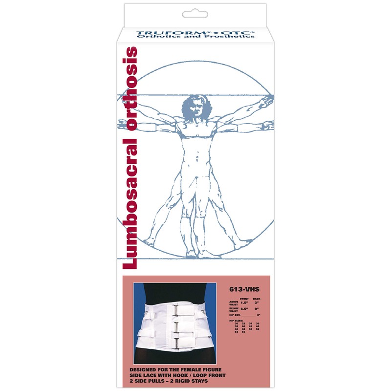 Truform-OTC Lumbosacral Support, Spinal Disc Rehab Brace, 2-Pull Side, Hook-and-Loop