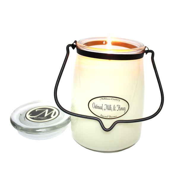 Milkhouse Candle Creamery Scented Soy Candle: Butter Jar Candle, Oatmeal/Milk/Honey,