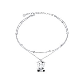 Mermaid/Cow Anklet S925 Sterling Silver Jewellery Gift for Women Girls Daughter Sister, Sterling Silver, Without gemstones