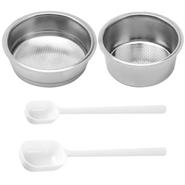 2 Filters for Coffee Machines, 2 Measuring Spoons for Beans, Spare Parts for Coffee Machines, Filters for Coffee Machines with Handle, Accessories for Coffee Machines Made of Stainless Steel
