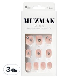 Musemark reusable short square nail tip set, angel punk, 3 sets / 뮤즈마크 리유저블 숏 스퀘어 네일팁 세트, 엔젤 펑크, 3세트
