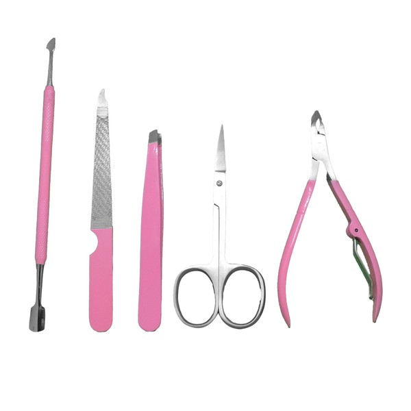Professional Manicure and Pedicure Kit, 5-Piece Stainless Steel Nail Care