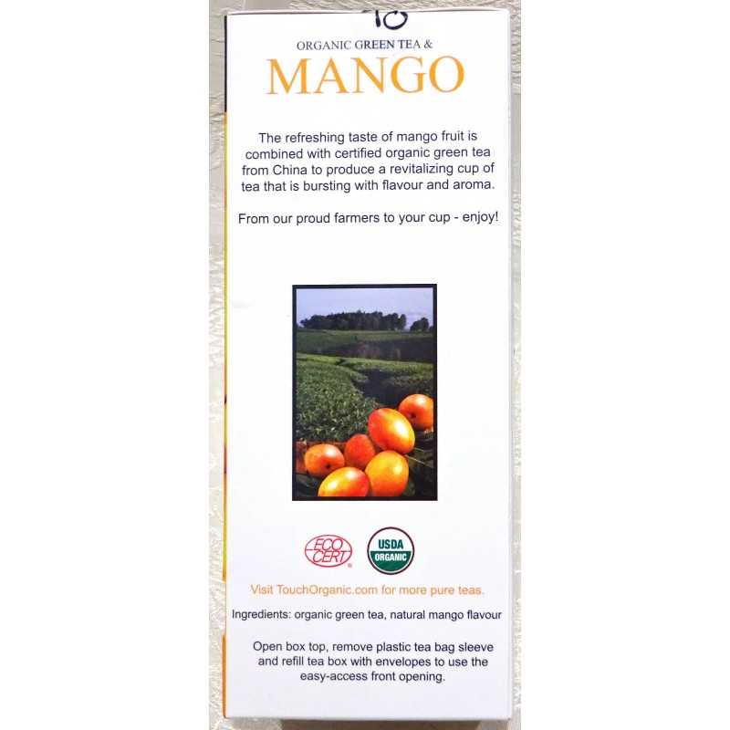 Touch Organic MANGO GREEN Tea Bags, 40 Bags, 2.5 oz
