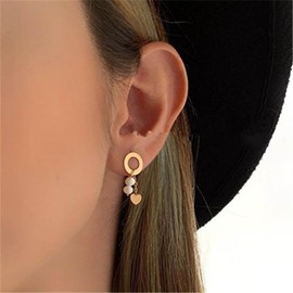 Cimenexe Bohemian Pearl Circle Heart Dangle Earrings Gold Circle Hoop Stud Earrings Small Pearl Tassel Drop Earrings Geometric Triangle Earrings Jewelry for Women