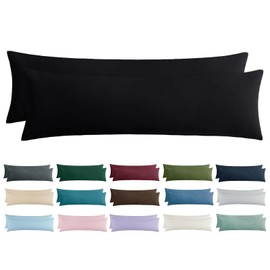Aisbo Cushion Cover 40 x 145 cm, Set of 2 - Side Sleeper Pillow Cover 40 x 145 cm, Black with Zip Made of Microfibre, Soft, Oeko-Tex Pillowcase 145 x 40 cm for Side Sleeper Pillow