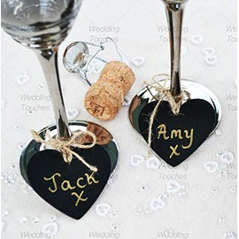 Pack of 25 - Mini Heart Wooden Chalkboard Pendant Perfect for Vintage Wedding Tables Place Names & Decoration