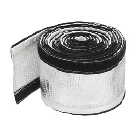 MECCANIXITY 1.5mm Heat Shroud Aluminized Sleeving 9/16" ID x 10FT Aluminum Metallic Fiberglass Heat Shroud for Fuel Lines Cables Electrical Wiring