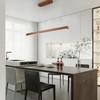 31.5" Wood Linear Pendant Light – Dimmable LED Chandelier with