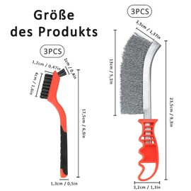 Wire Brush Set, 6 Pieces Metal Grate Brushes, Wire Brush Brass Brush Grill Set, Brass Wire Brush, Metal Brush, Steel Brush, Metal Brush with Handle, Hand Wire Brush, for Workshop, Wood, Drill