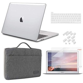 iCasso Compatible with MacBook Pro 13 Inch Case 2016-2020 Release A2338 M1 A2251 A2289 A2159 A1989 A1706 A1708, Hard Plastic Case, Sleeve, Screen Protector, Keyboard Cover & Dust Plug - Clear