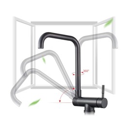 Tifilojia Foldable Black Kitchen Faucet, Folding rv Faucet, Matte Black