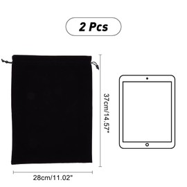 NBEADS 2 Pcs Large Black Velvet Pouch Bags, 37x28cm Large Drawstring Jewelry Pouches Big Rectangle Gift Bags for Wedding Candy Bags Gift Storage Bags
