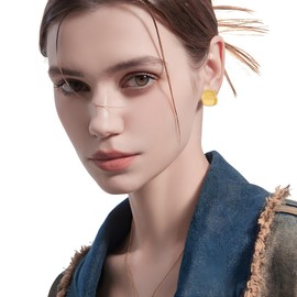 Gold Square Earrings Set for Women Minimalist Polished Geometric Drop Dangle Earrings Gold Chunky Stud Earrings Lightweight Jewelry Set (square)