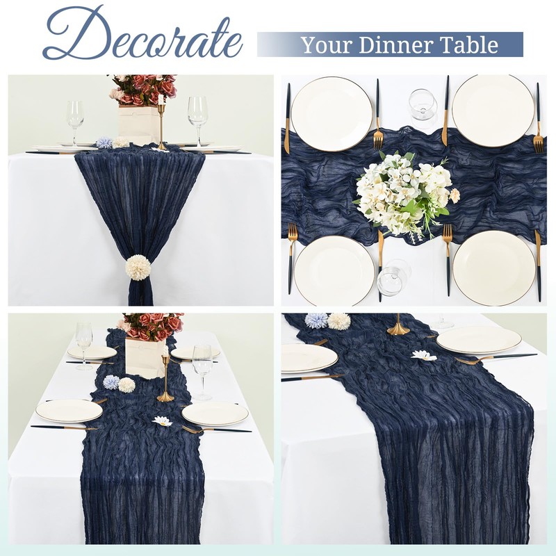 6 Pack Cheesecloth Table Runner, 10Ft Boho Gauze Table Runner