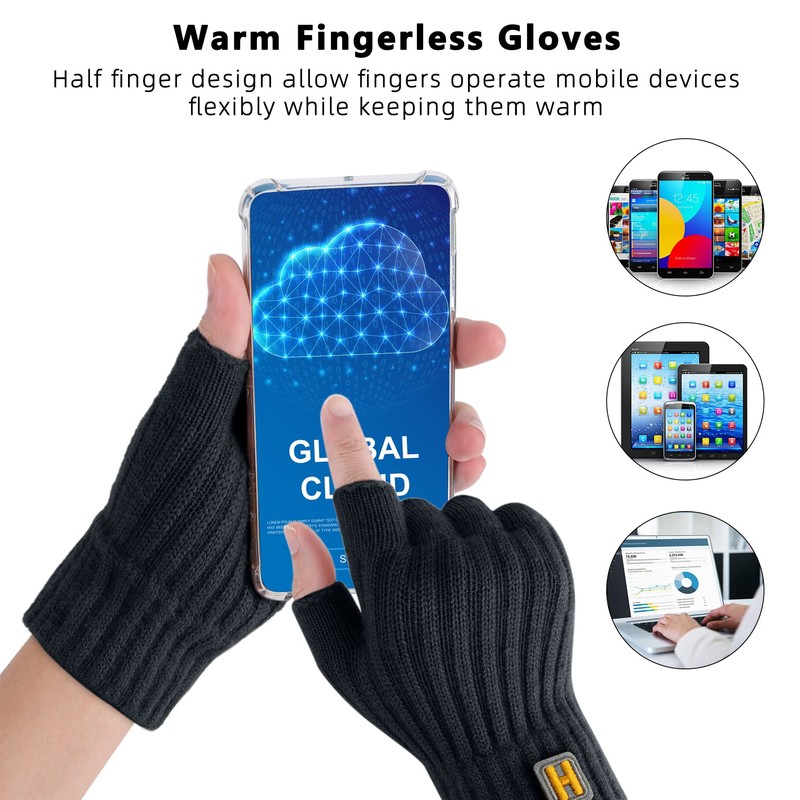Fingerless Gloves Men - Winter Warm Gloves Half Finger Gloves