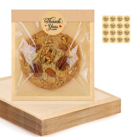 120 Pack Cookie Bags with Seal, 5.7x6.5 Inch Self Sealing Kraft Bakery Bags with Window, Heat Sealable & Grease Resistant To Go Sleeves for Donuts Scone Brownie Waffle Snacks