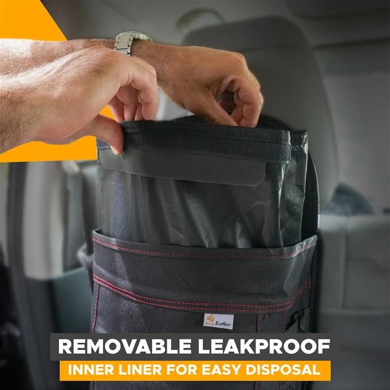 EcoNour Car Trash Can 2.5 Gallon with Lid & Storage