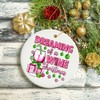 Dreaming of a Wine Christmas Ornament, Pink Ceramic Tree Decoration