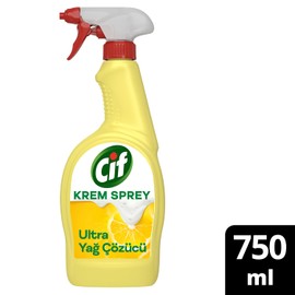 Cif Krem Sprey Ultra Yağ Çözücü Yüzey Temizleyici Limon 750 ml