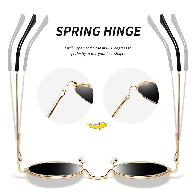 Joopin Retro Round Sunglasses Men's Polarised Vintage Steampunk Sunglasses Women's